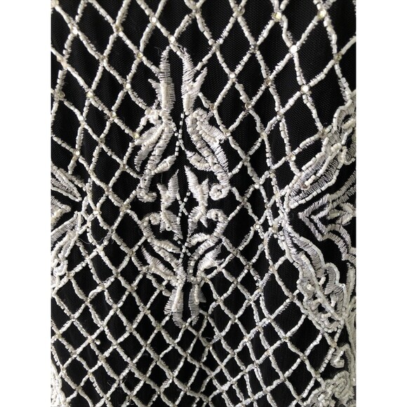 Unbranded White/Black Lace Overlay Feather Detail Lined Dress No Size Tag *Read* - Picture 7 of 13
